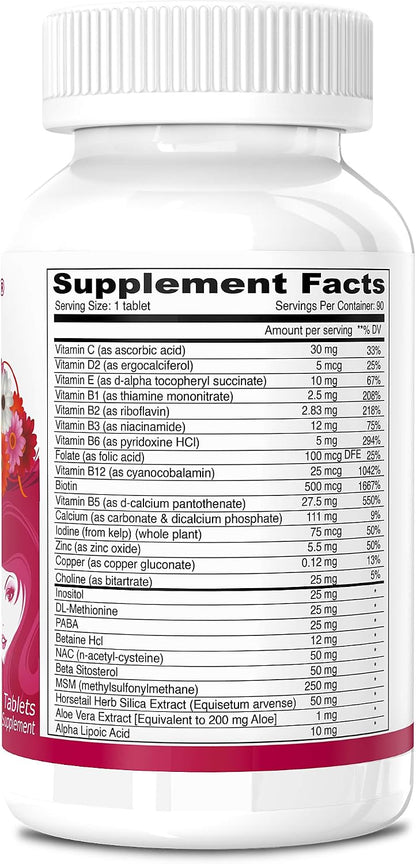 Deva Vegan Vitamins Hair, Nails & Skin Supplement with 500 mcg Biotin - 90 Tablets