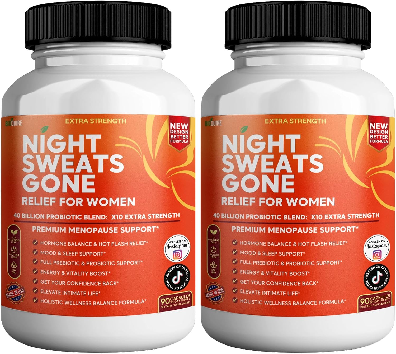 BIOQUIRE Night Sweats Gone - Menopause Relief for Women - 40 Billion Probiotic Blend - 90 Capsules - görsel 9
