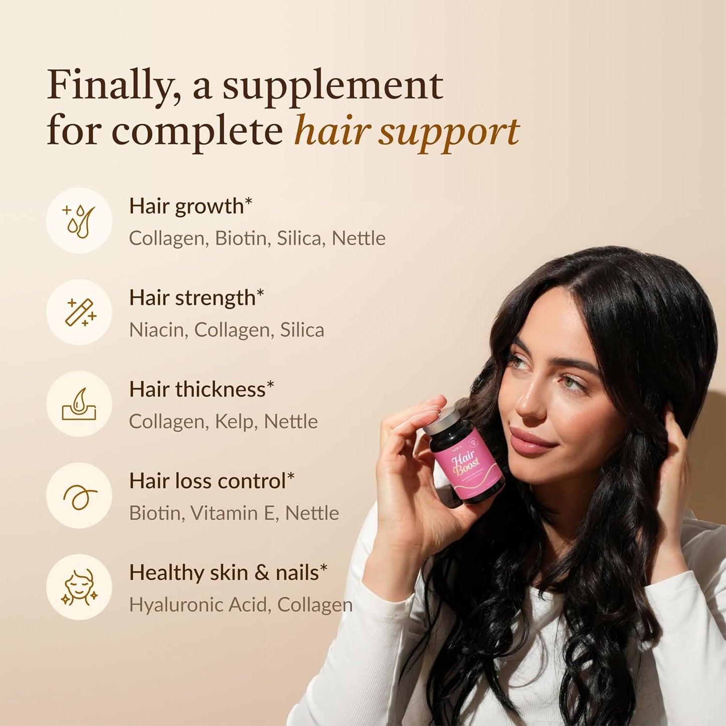 18-in-1 Hair Growth Supplement – Collagen, Biotin, Silica, Nettle & More - görsel 2