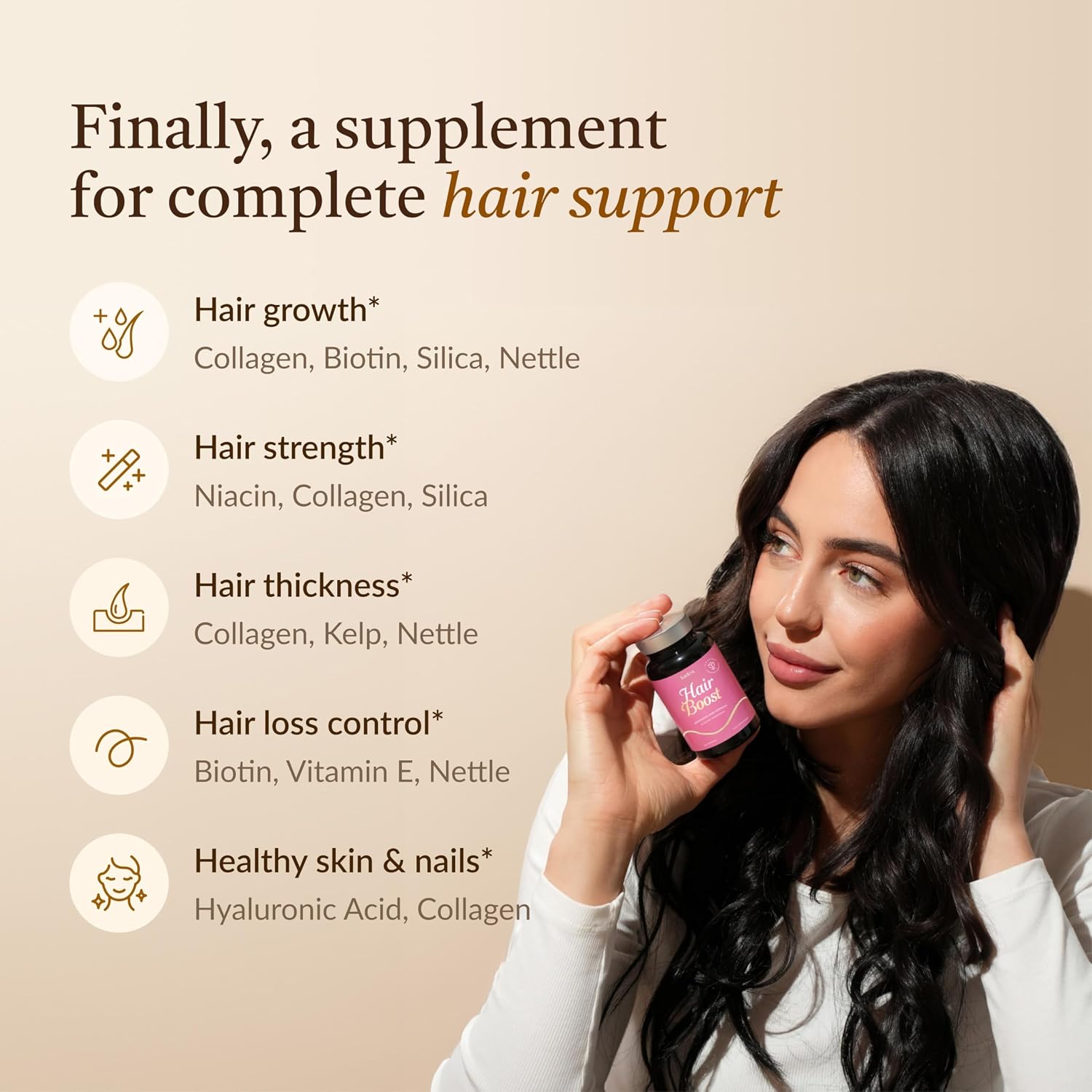 18-in-1 Hair Growth Supplement – Collagen, Biotin, Silica, Nettle & More - görsel 2
