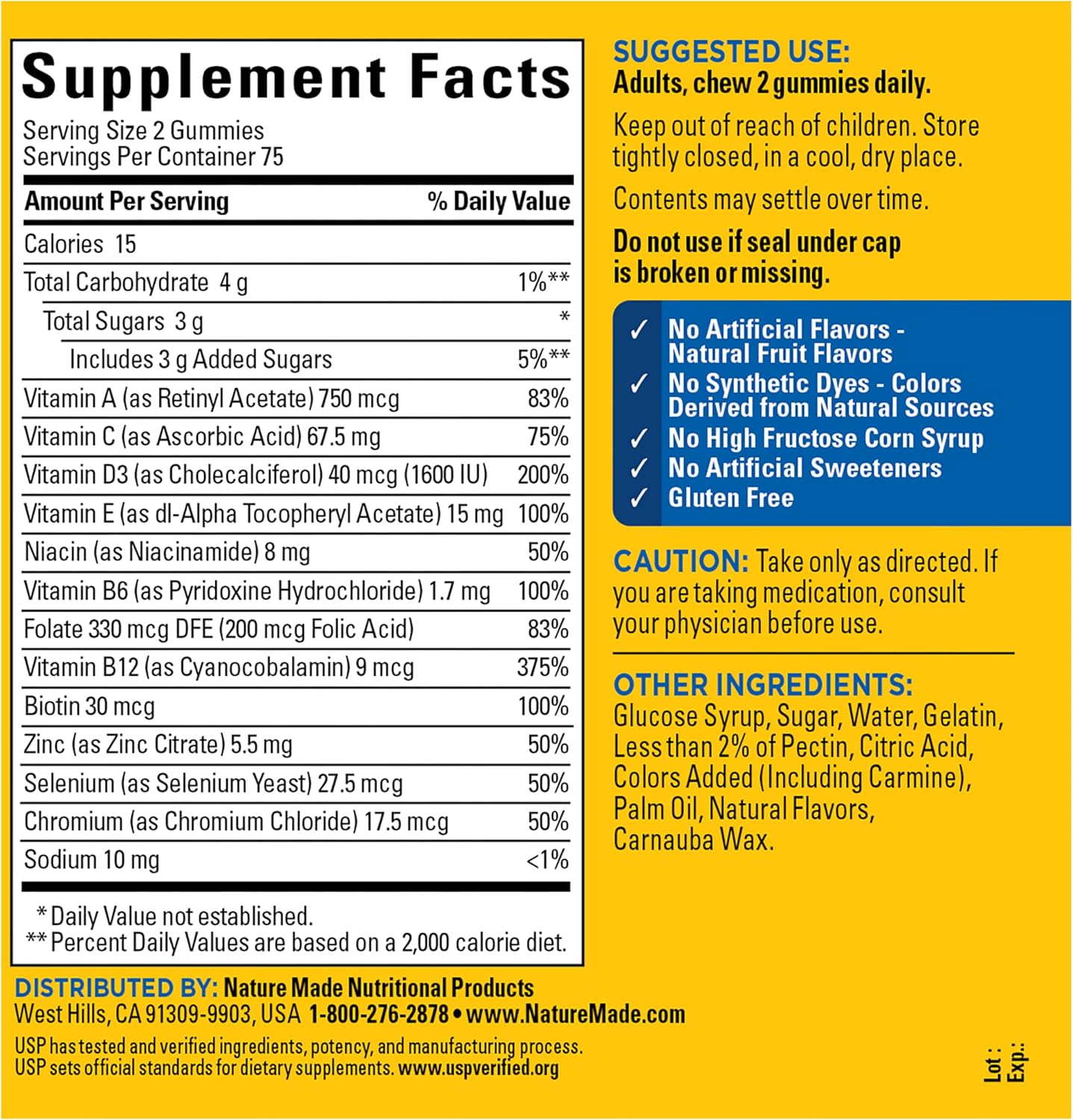 Nature Made Multi for Him Men's Multivitamin Gummies, 150 Count - görsel 10