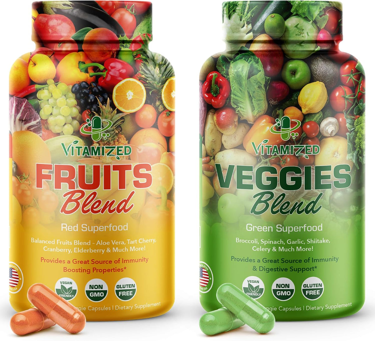 38 Fruits and Vegetables Supplement for Overall Health and Energy - 180 Count - görsel 1
