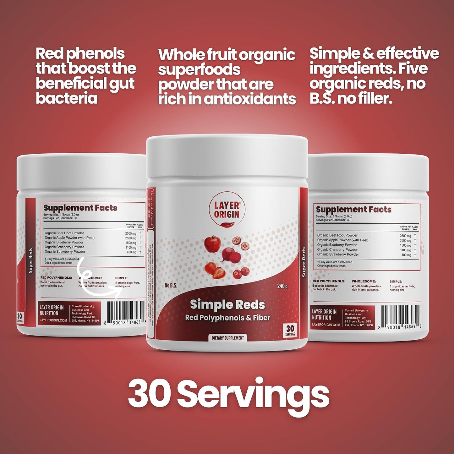 Simple Reds - Organic Red Polyphenols Whole Fruit Powder | Only Real Red Whole Fruits & Zero-fillers | 30 Servings - görsel 8