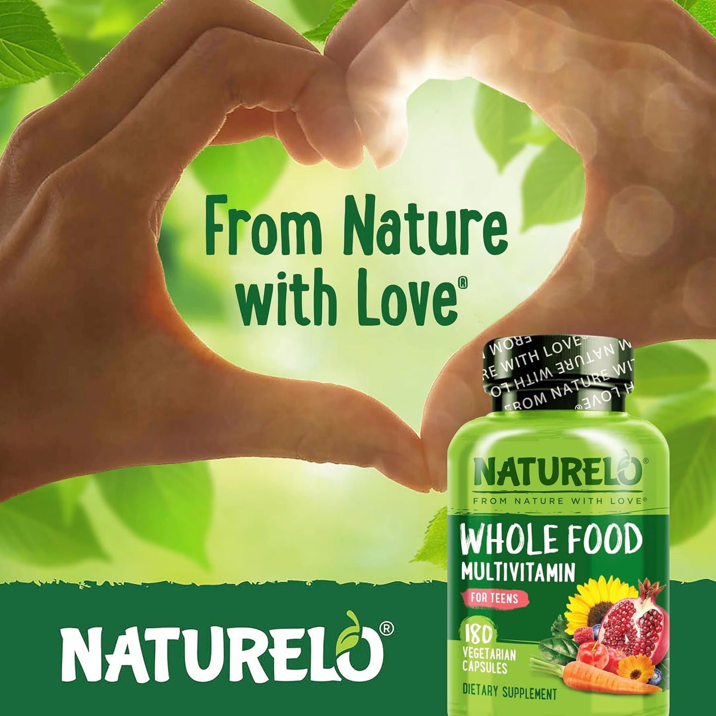 NATURELO Multivitamins for Teens – Whole Food Multivitamin with Minerals, 180 Capsules - görsel 6