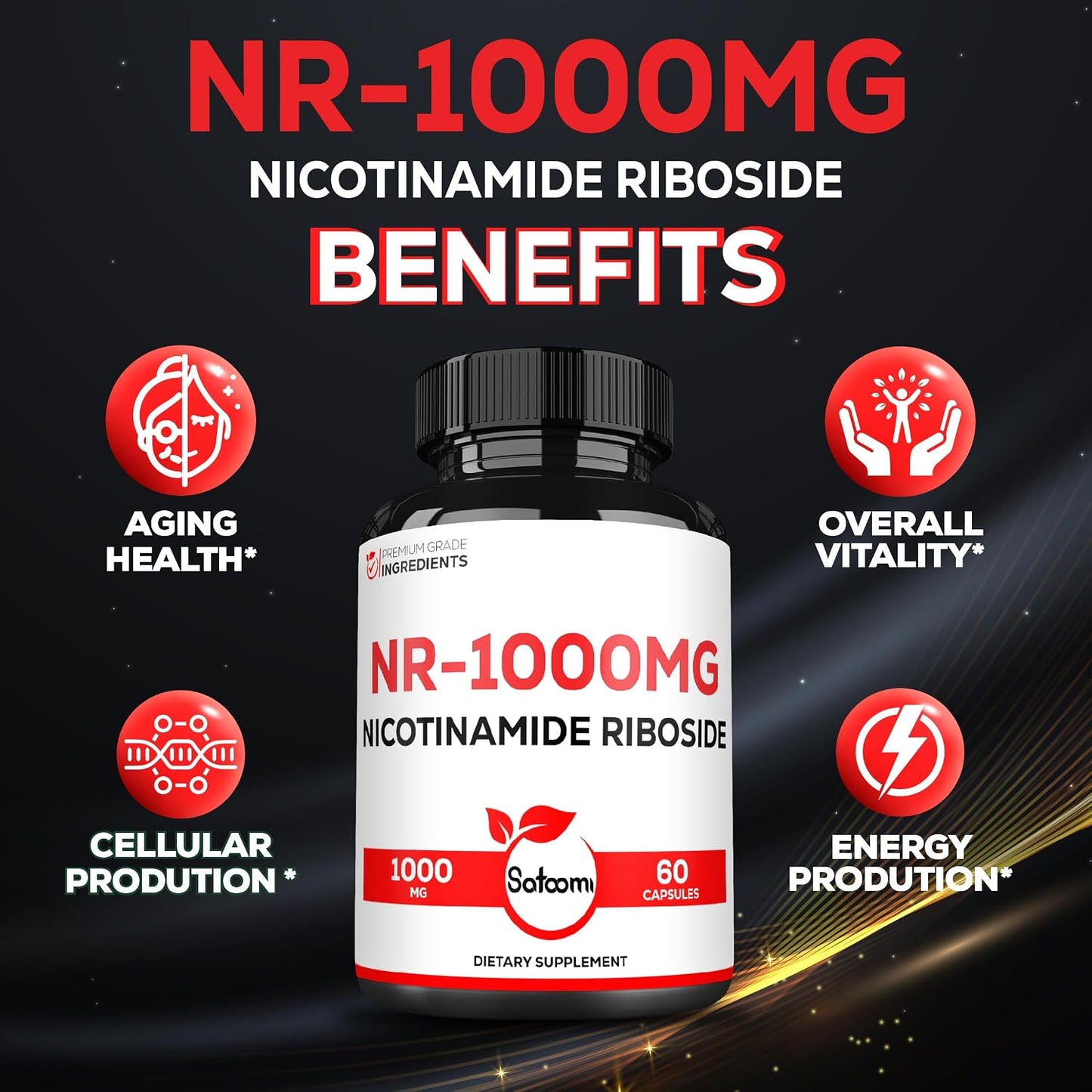 Satoomi NAD Nicotinamide Riboside - NR 1000mg Food Supplement - 60 Capsules for 30 Days - görsel 5