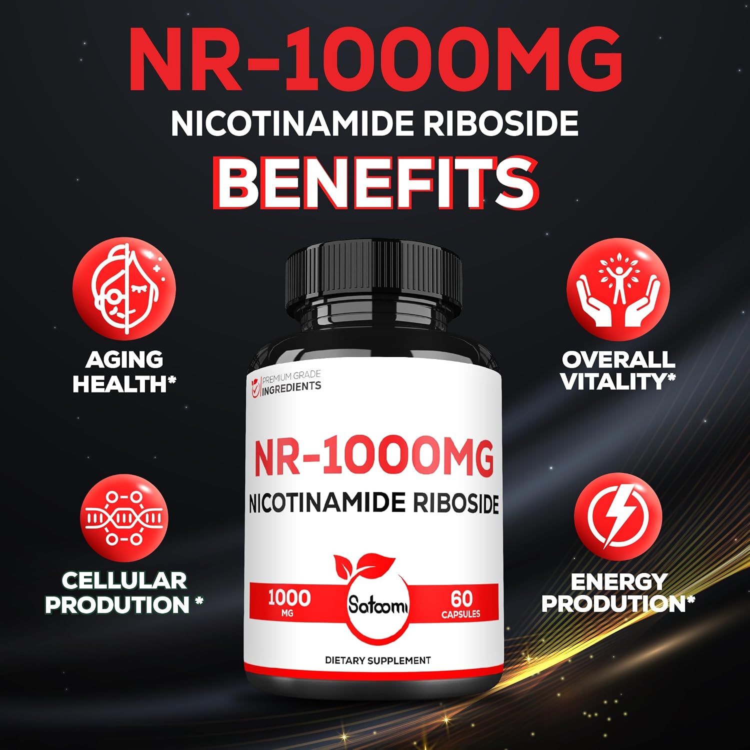 Satoomi NAD Nicotinamide Riboside - NR 1000mg Food Supplement - 60 Capsules for 30 Days - görsel 5