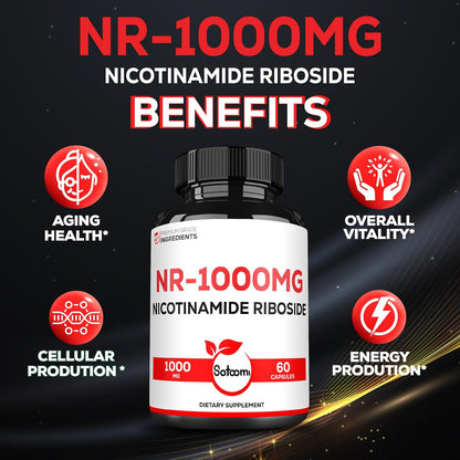Satoomi NAD Nicotinamide Riboside - NR 1000mg Food Supplement - 60 Capsules for 30 Days