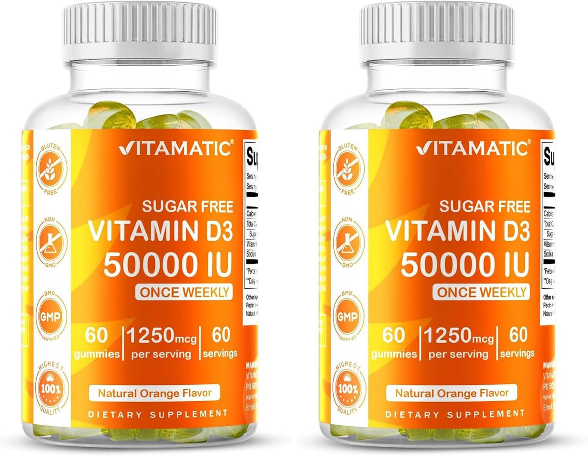 Vitamatic Sugar Free Vitamin D3 50,000 IU Weekly Supplement – 60 Pectin-Based Gummies - görsel 10