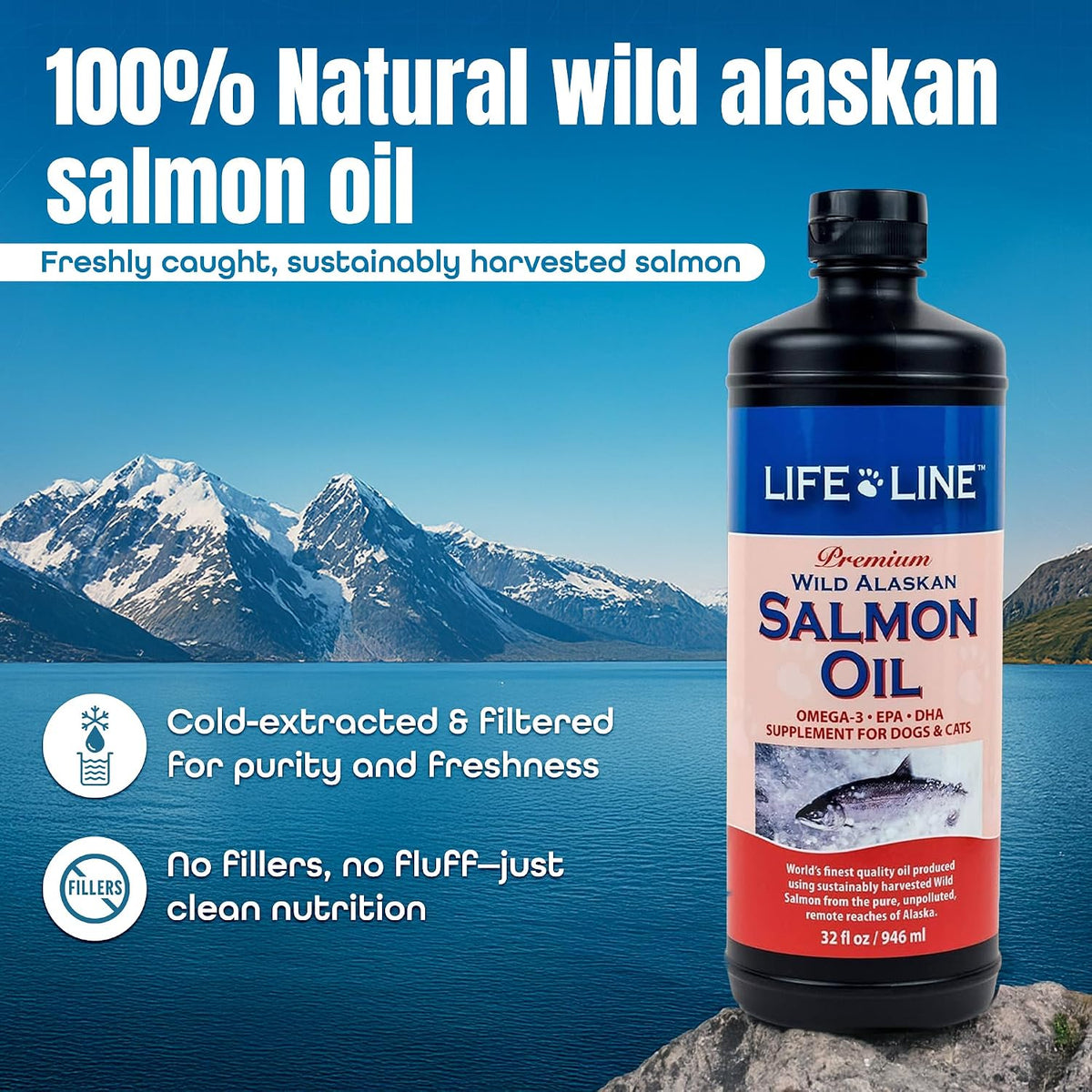 Life Line Salmon Oil for Pets – Omega-3 DHA EPA Supplement for Dogs & Cats – Cold-Filtered, 900 ml - görsel 4