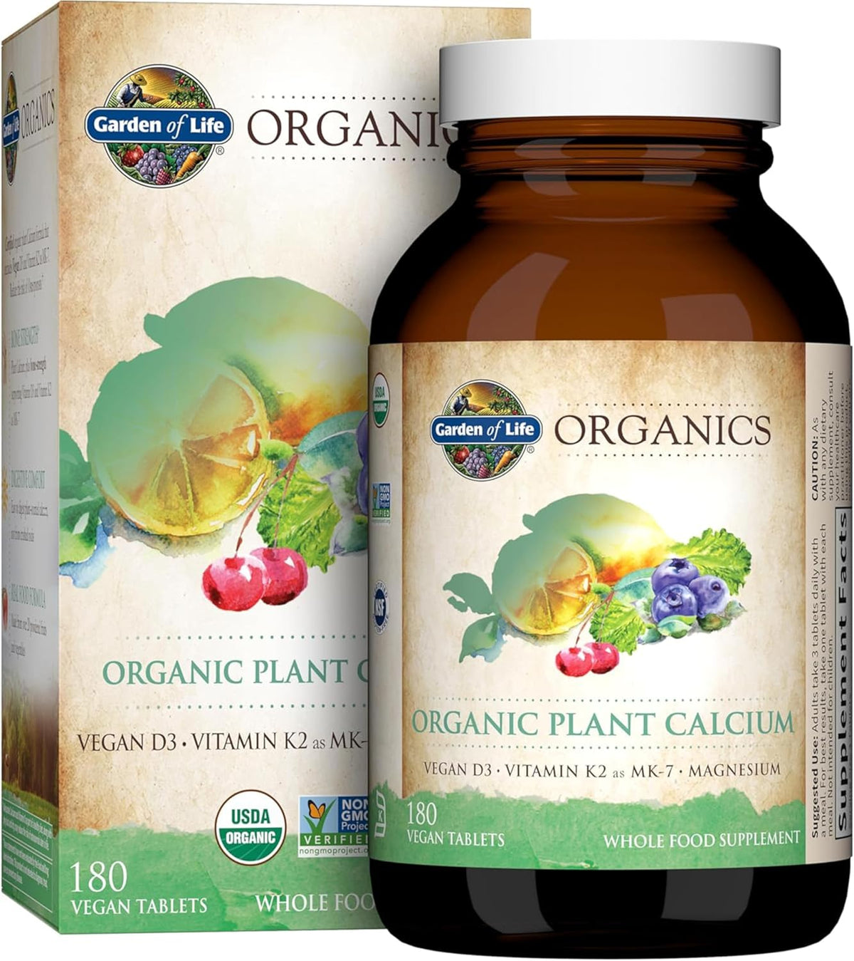 Garden of Life Calcium Supplement with – Calcium (from organic algae): 1,000 mg per serving. Algae-based calcium – Image 1