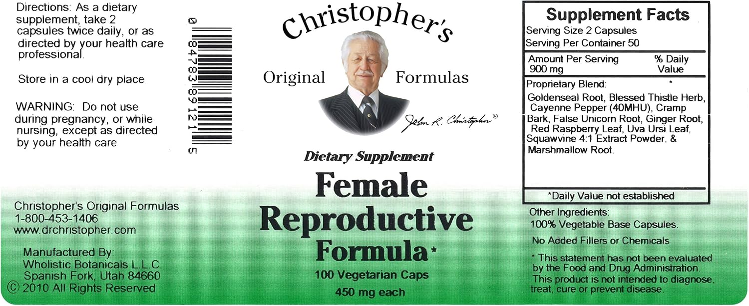 Christopher's Original Formulae Female Reproductive Formula, 100 Vegetarian Capsules - görsel 4