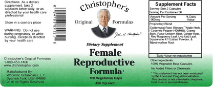 Christopher's Original Formulae Female Reproductive Formula, 100 Vegetarian Capsules