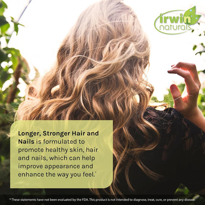 Irwin Naturals Longer, Stronger Hair and Nails - Promotes Vibrant Shine, Texture and Strength - 60 Liquid Softgels