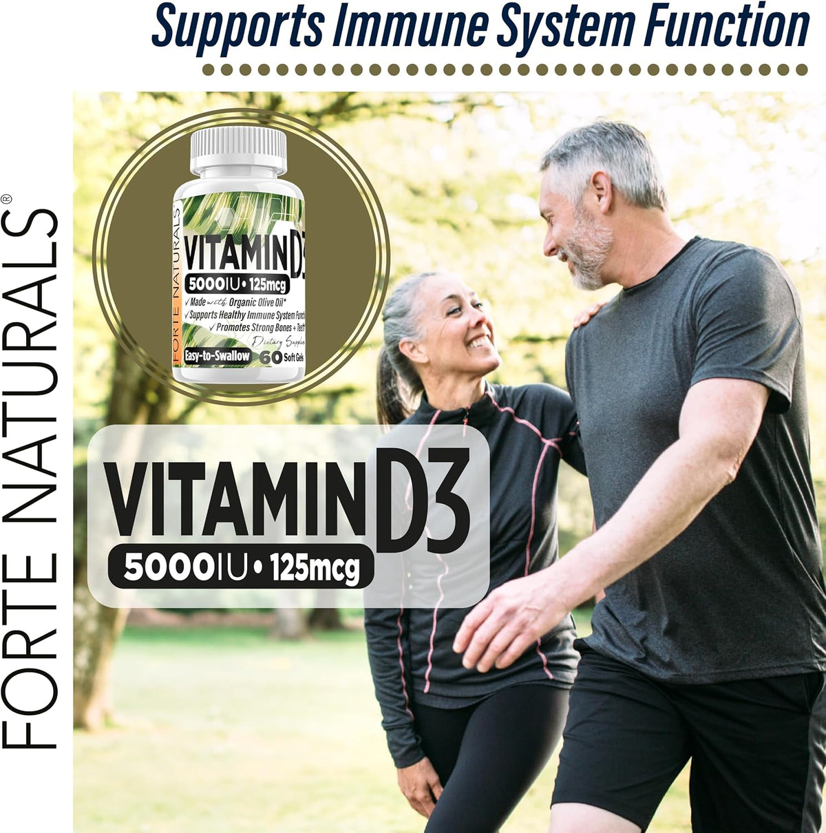 Forte Naturals Vitamin D3 5000 IU - 60 Soft gel capsule Capsules with Organic Olive Oil – Image 6