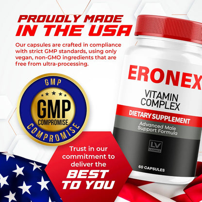 (2-Pack Eronex Vitamin Complex Capsules, Eronex Capsules, Official Advanced Formula, Eronex All-Natural Support Capsules, Eronex Reviews, 120 Capsules for 2 Months