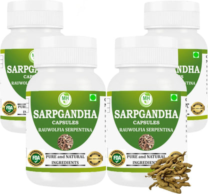 Sarpgandha (Rauwolfia serpentina) Capsules - Organic, Vegan, 500 mg - Combo Pack of 2 Bottles
