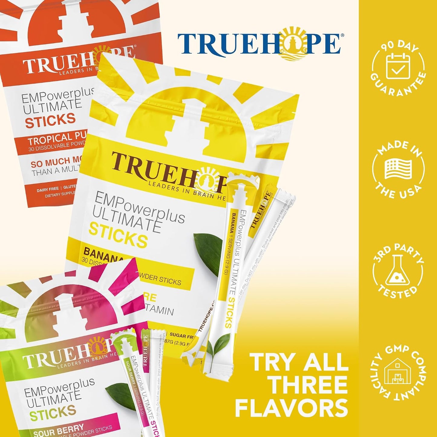 Truehope Multivitamin Nootropic Sachets with Inositol - EMPowerplus Ultimate Sticks, 30 Sachets (Banana Flavour) - görsel 5