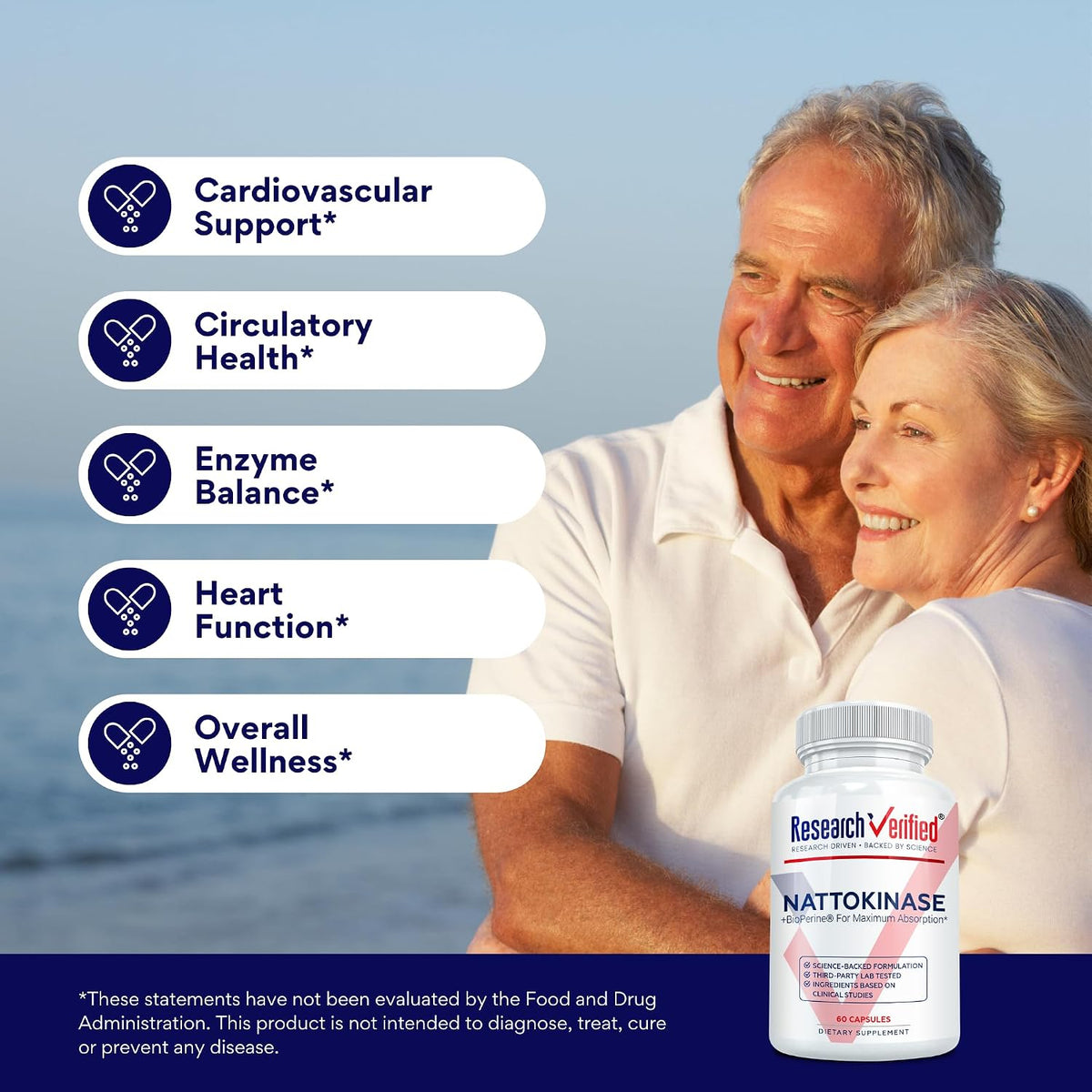 Research Verified Nattokinase - 4000 FU - Circulatory Support - BioPerine, No Vitamin K2 - 60 Capsules - Pack of 6 - görsel 4
