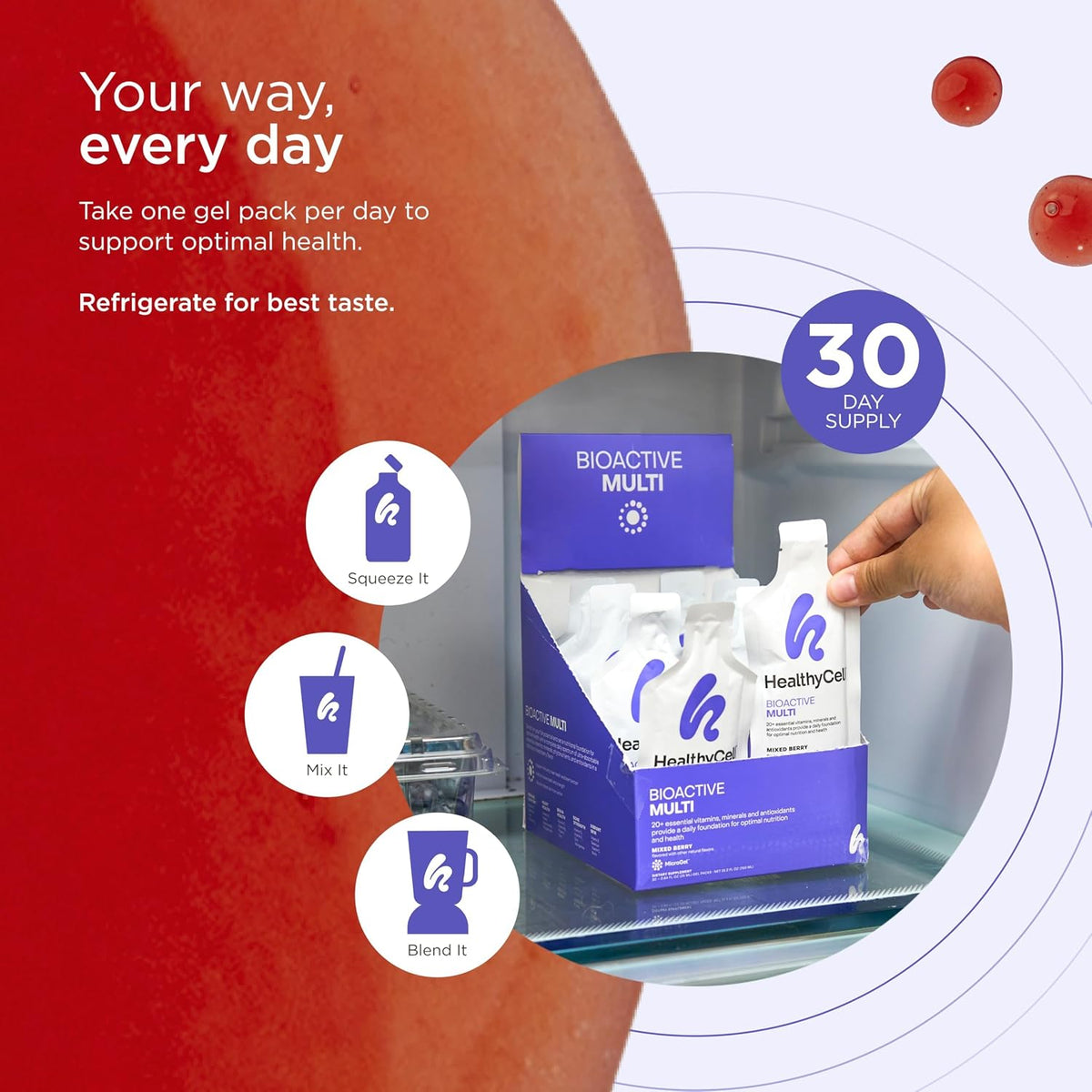 Healthycell Bioactive Daily Liquid Multivitamin – 30 Gel Packs - görsel 4