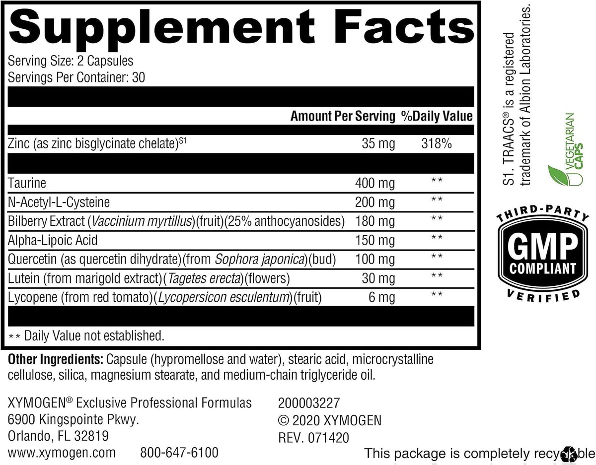XYMOGEN I-Sight - Eye Health & Vision Support - Antioxidant Nutrient Formula - Contributes to Macula, Retina & Lens Health - Vegetarian, Gluten-Free & Dairy-Free - 60 Capsules - görsel 2