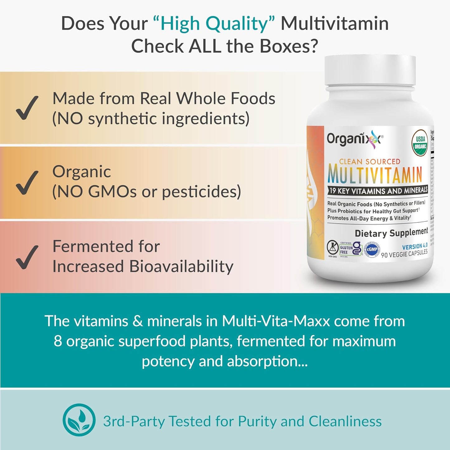 Organixx Clean Sourced Multivitamin for Men and Women - görsel 4