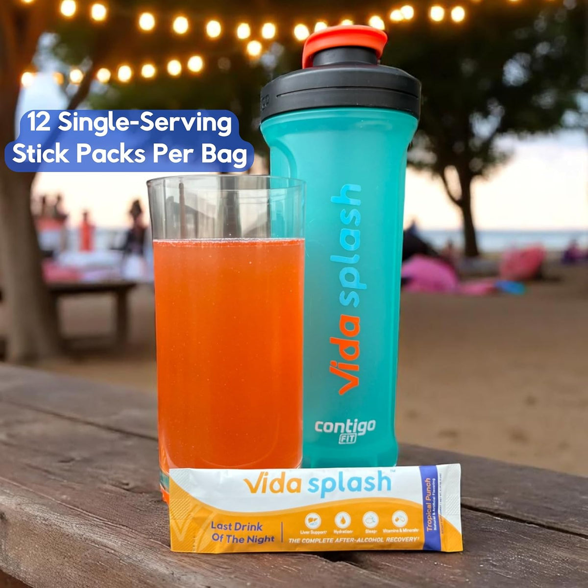 Vida Splash After-Alcohol Recovery Drink Mix, Tropical Punch Flavour, 12 Stick Packs - görsel 5