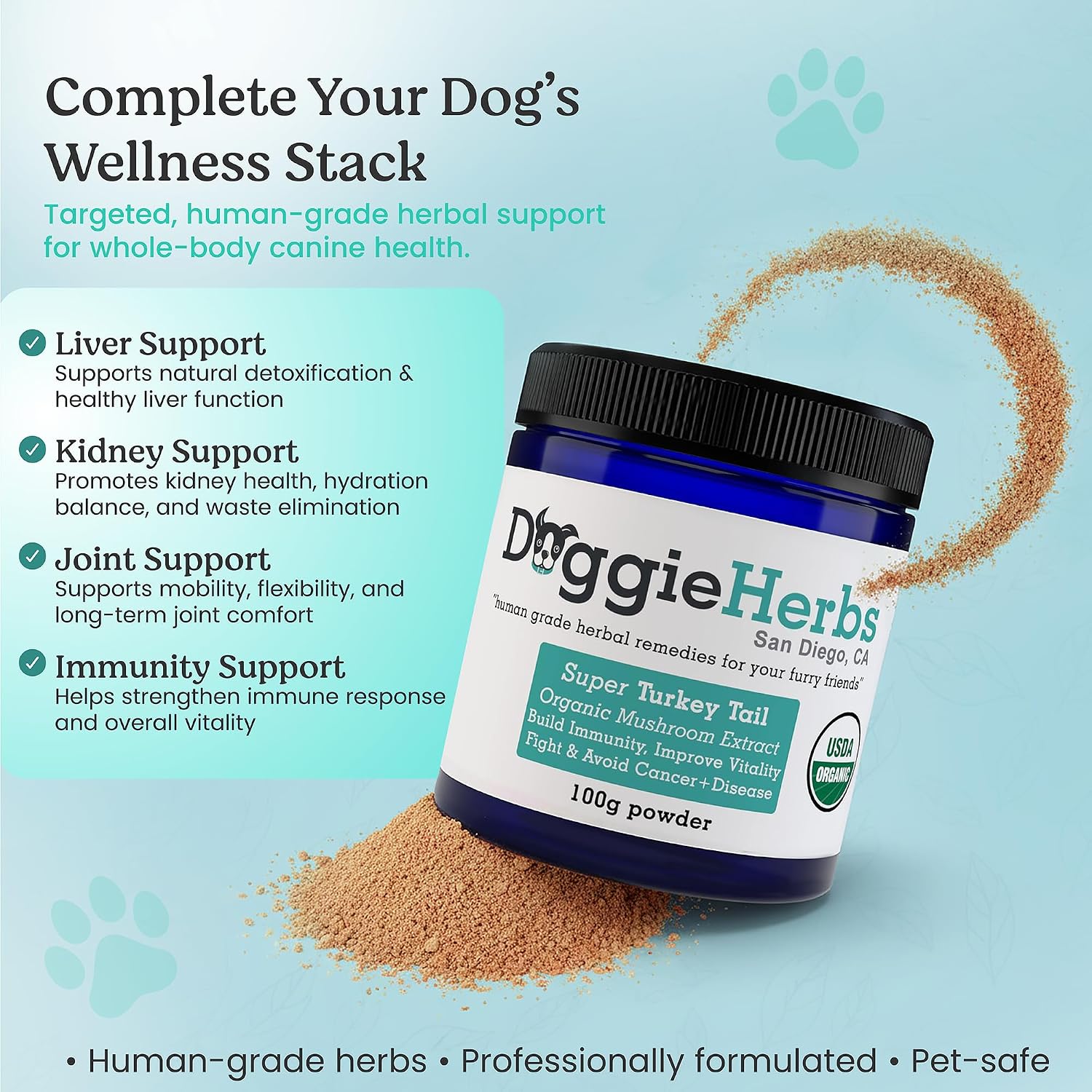 Doggie Herbs Turkey Tail Mushroom Extract for Dogs – 55% Beta-Glucans – Immune Support – 100g - görsel 6