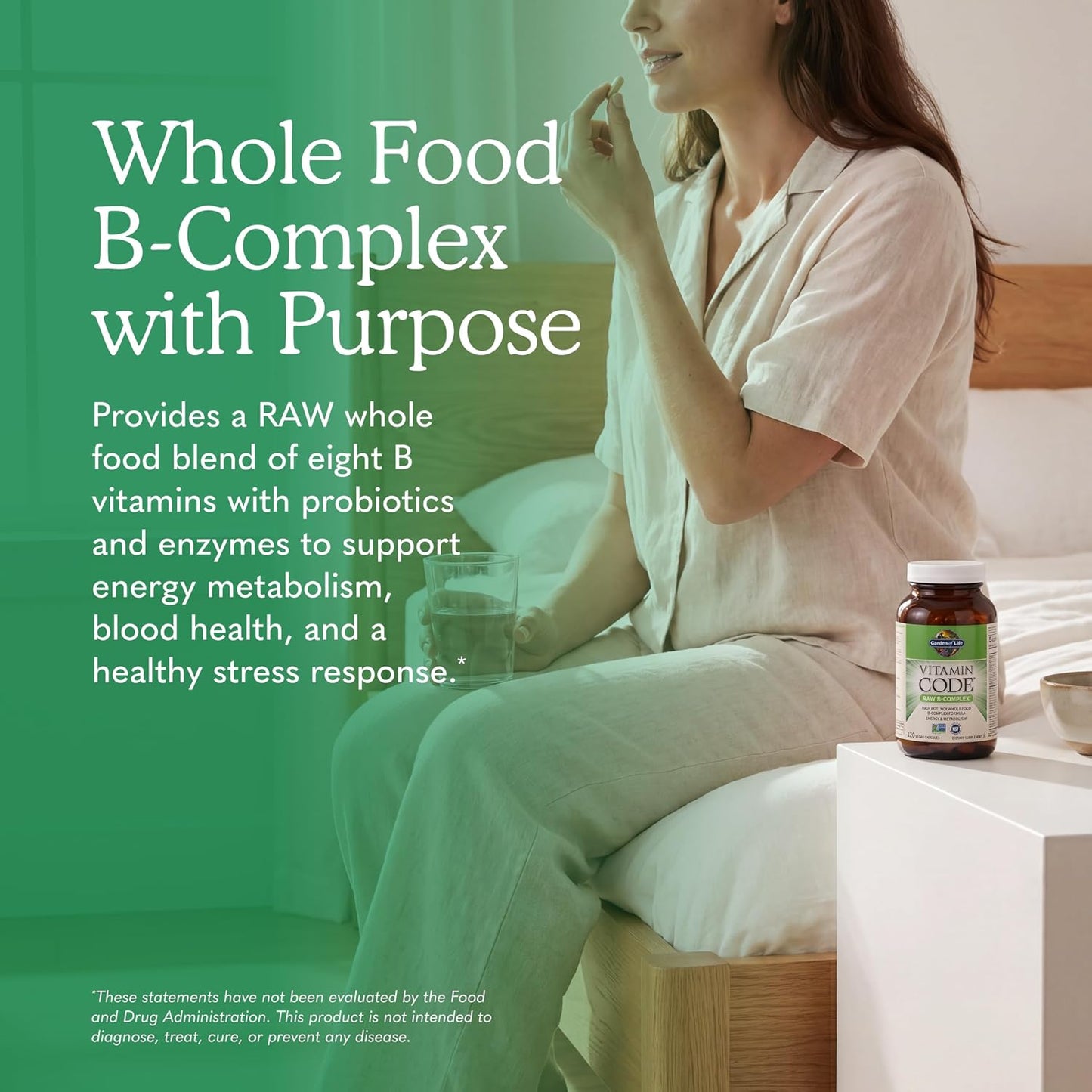 Garden of Life Vitamin B Complex - High Potency Raw B Vitamins for Energy & Metabolism with Probiotics, 120 Vegan Capsules - görsel 2