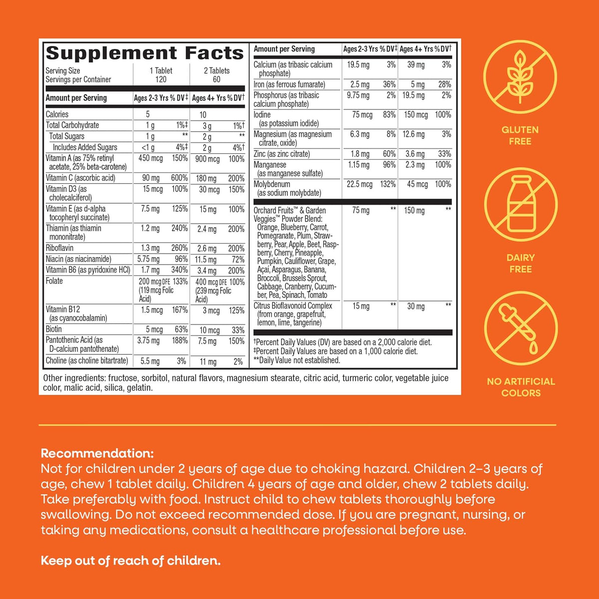 Nature's Way Alive! Children's Chewable Multivitamin, Orange and Berry Flavour, 120 Tablets - görsel 7