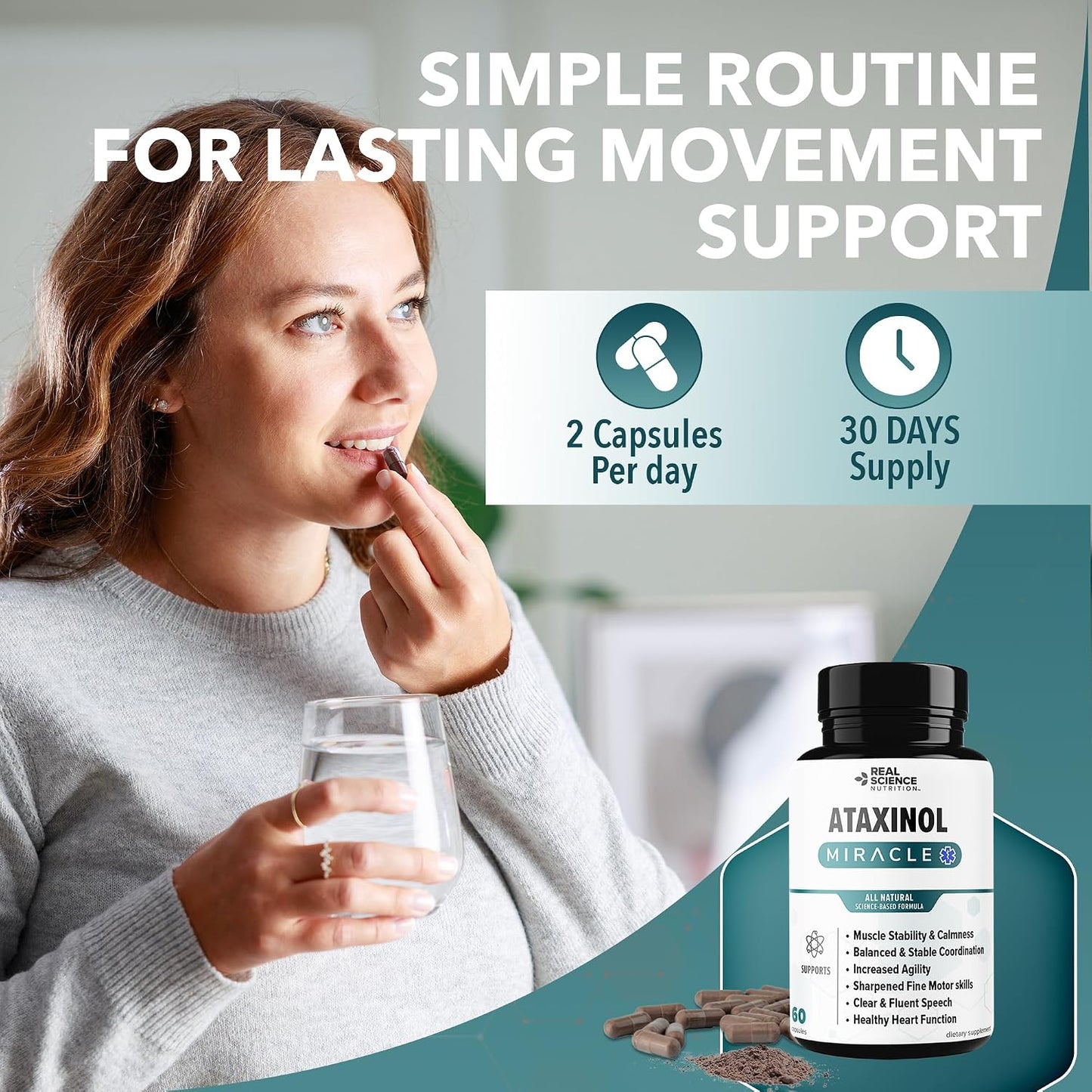 Real Science Ataxinol - Muscle Relaxant & Nerve Support Supplement for Coordination and Muscle Stability - with Vinitrox & GABA - 60 Capsules - görsel 6