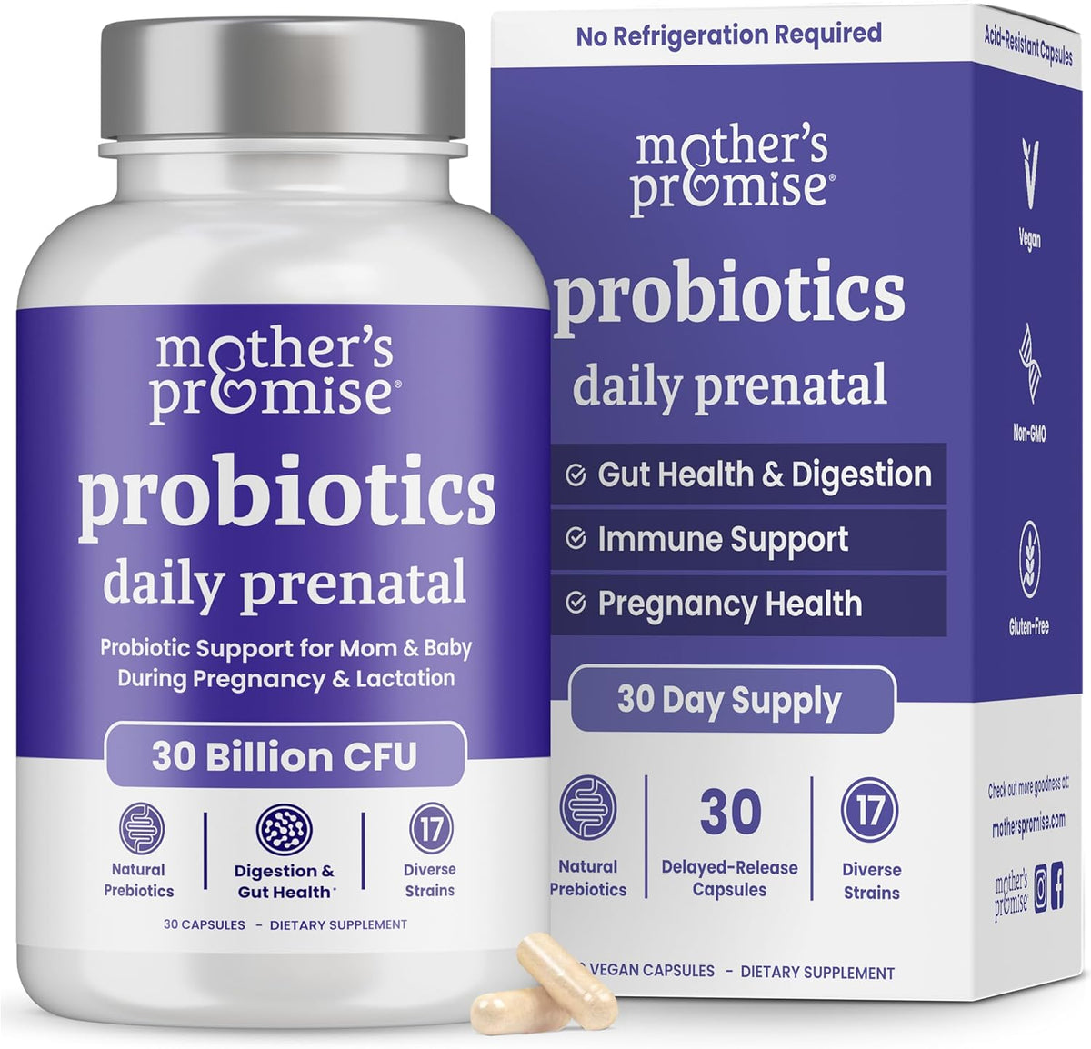 Prenatal Probiotics for Women - 30 Billion CFU, 17 Strains + Organic Prebiotics - Vegan Capsules - görsel 1
