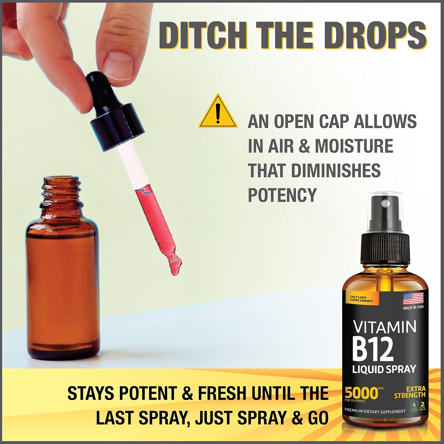 Liquid B12 Spray 5000 mcg – Sublingual Vitamin B12 Methylcobalamin – Vegan, Gluten-Free, Non-GMO (Pack of 2) - görsel 8