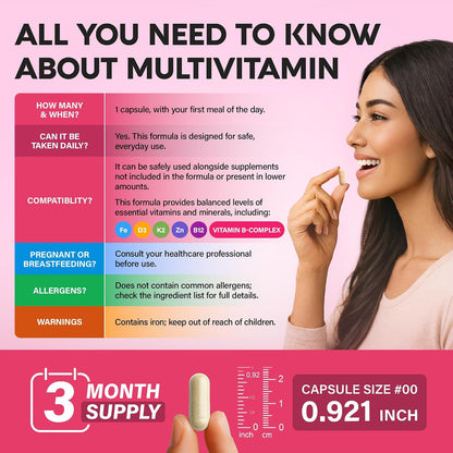NUTRAHARMONY Women's Multivitamin 47-in-1 with B Complex, Wholefoods and Beauty Complex – 90 Capsules