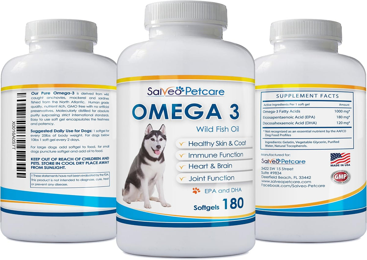 Omega 3 Fish Oil for Dogs – Natural Pet Supplement for Shiny Coat, Wild Caught, 180 Capsules - görsel 6