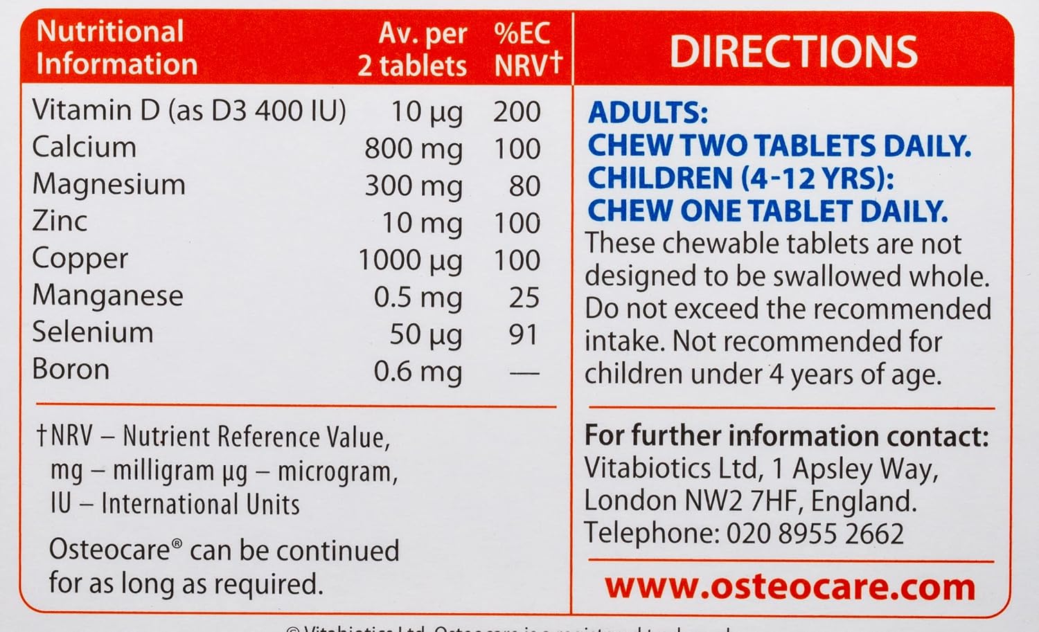 Vitabiotics Osteocare Chewable 30 Tablets - görsel 3