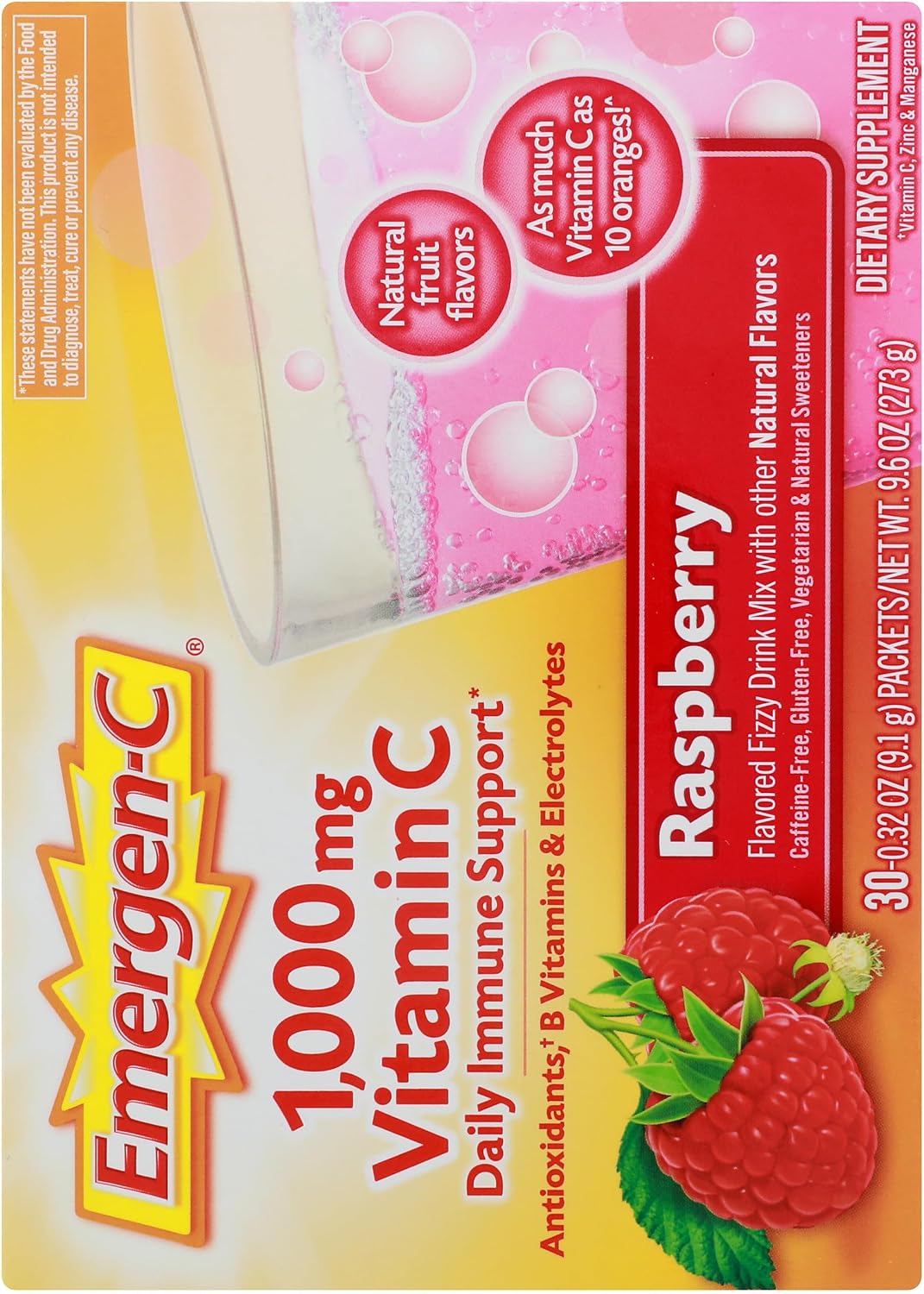 Alacer Raspberry Emergen C Box 30 Pack, 0.32 OZ - görsel 7