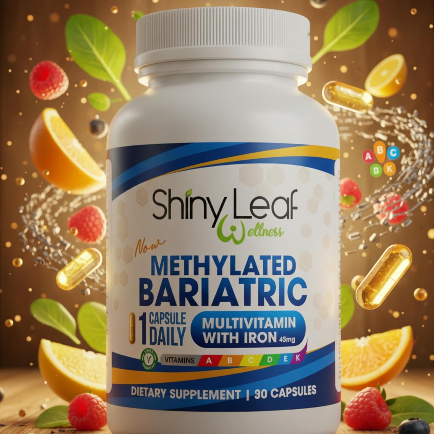 Shiny Leaf Methylated Bariatric Multivitamin with Iron 45mg – Once Daily Capsules, ASMBS Compliant Bariatric Vitamins for Gastric Bypass & Gastric Sleeve, for Men & Women, USA-made, GMP – 30 Capsules - görsel 9