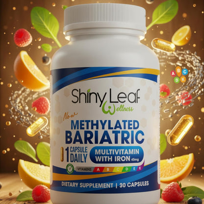 Shiny Leaf Methylated Bariatric Multivitamin with Iron 45mg – Once Daily Capsules, ASMBS Compliant Bariatric Vitamins for Gastric Bypass & Gastric Sleeve, for Men & Women, USA-made, GMP – 30 Capsules