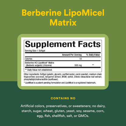 Natural Factors Berberine LipoMicel Matrix - 90 Liquid Soft gel capsules