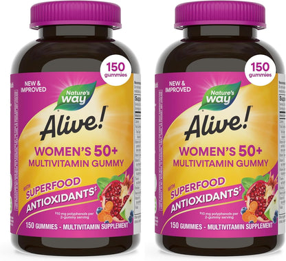 Nature's Way Alive! Women's 50 Plus Multivitamin Gummy, Mixed Berry, 150 Count