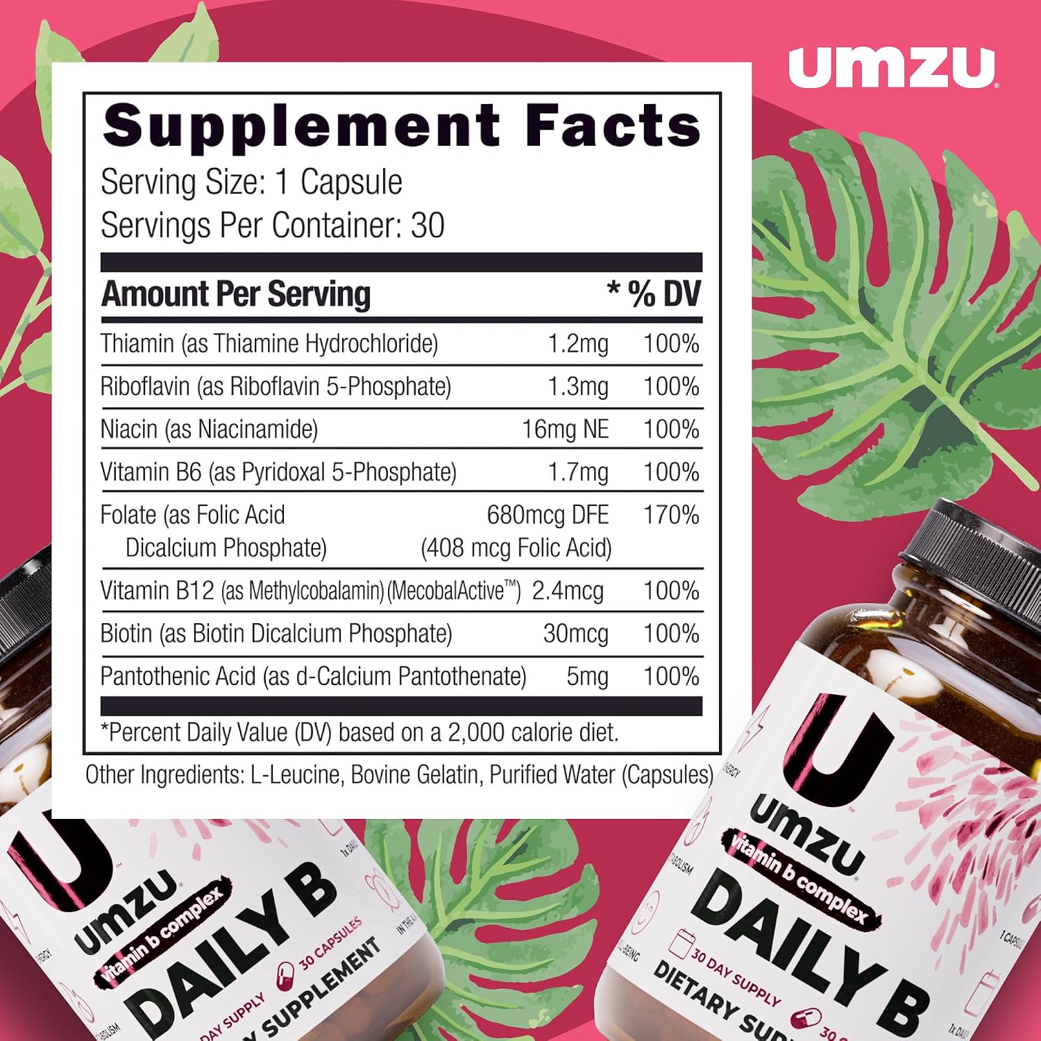 UMZU Daily B - Complete Vitamin B Complex Food Supplement, 30 Capsules - görsel 4