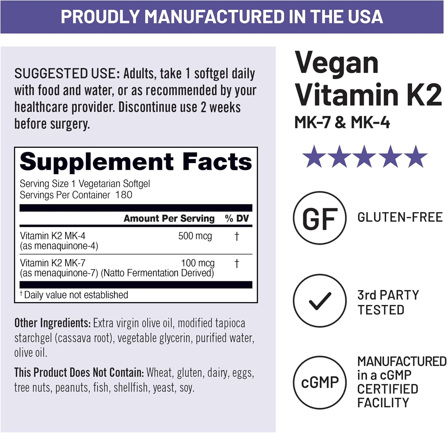 NatureWise Vitamin K2 600mcg Supplement with MK-7 100mcg & MK-4 500mcg - Enhanced Bioavailable Formula - K Complex for Bone Maintenance and Normal Blood Clotting - Vegan, Gluten-free, Non-GMO - 180 Soft gel capsules (6-Month Supply) - görsel 4