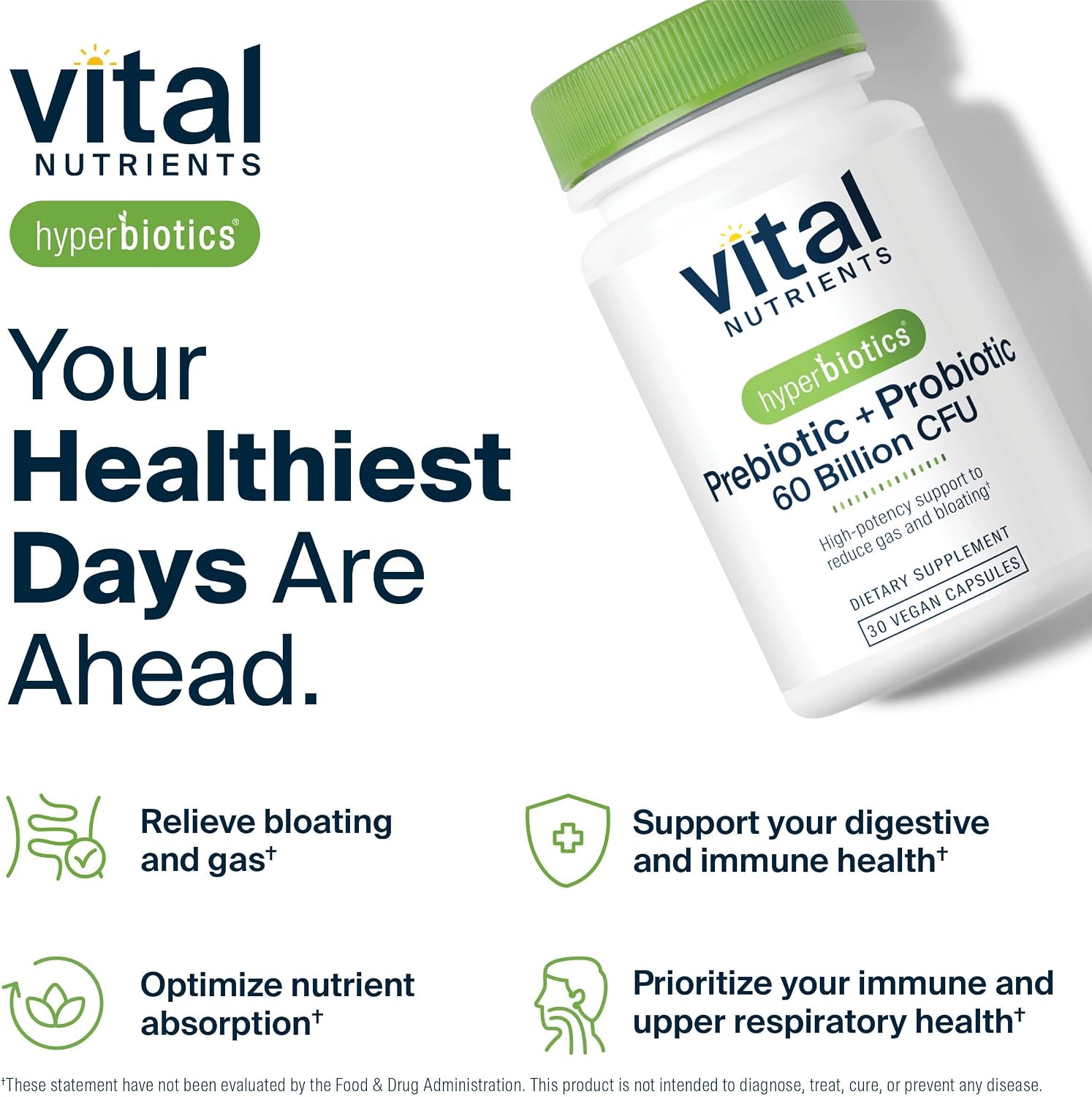 Hyperbiotics Vital Nutrients Prebiotic and Probiotic - 60 Billion CFU, 30 Vegan Capsules - görsel 7