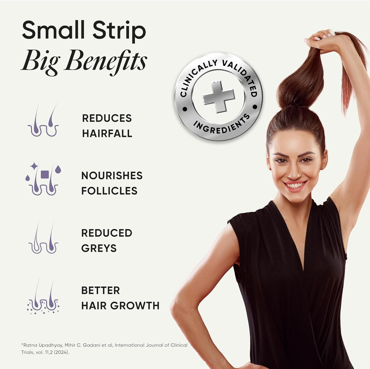 Wellbeing Nutrition Melts Healthy Hair (30 Oral Thin Strips) with Plant Based Biotin, Zinc, Bamboo Extract, Folic Acid for Hair Nourishment, Strength and Thickness - görsel 2
