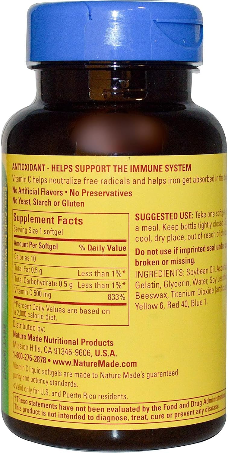 Nature Made Vitamin C 500 mg Softgels, 60 Count - görsel 2