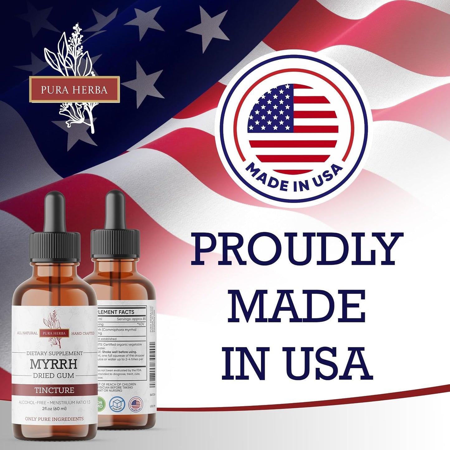 Organic Myrrh Liquid Extract - Alcohol-Free Tincture Drops | Non-GM, Vegan, Gluten-free Herbal Supplement | 60 ml | Made in the USA - görsel 4