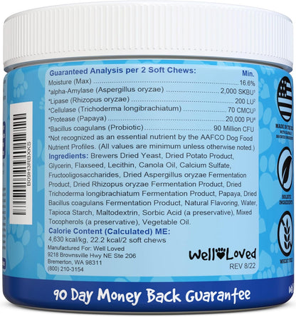 Well Loved Probiotics for Dogs – Soft Chews with Prebiotics and Digestive Enzymes