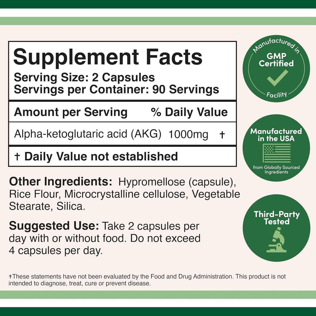 Double Wood AKG Supplement - Alpha Ketoglutaric Acid 1000 mg, 180 Capsules - görsel 2