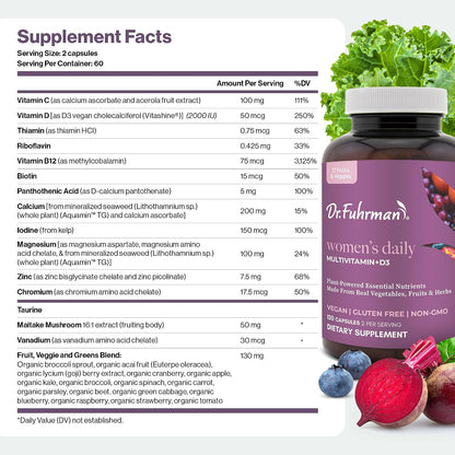 Dr. Fuhrman Women's Multivitamin - Whole – Iodine: Important for thyroid function and metabolic regulation. – Image 4