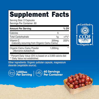 Nutricost Camu Camu 1000mg, 120 Capsules – Organic, Non-GMO, Gluten-free